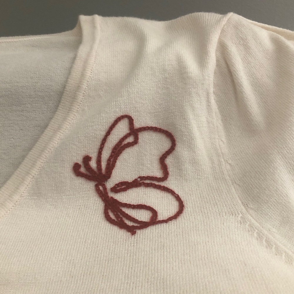 Lauria Felt  Rosy Pink Butterfly Embroidered Sweater